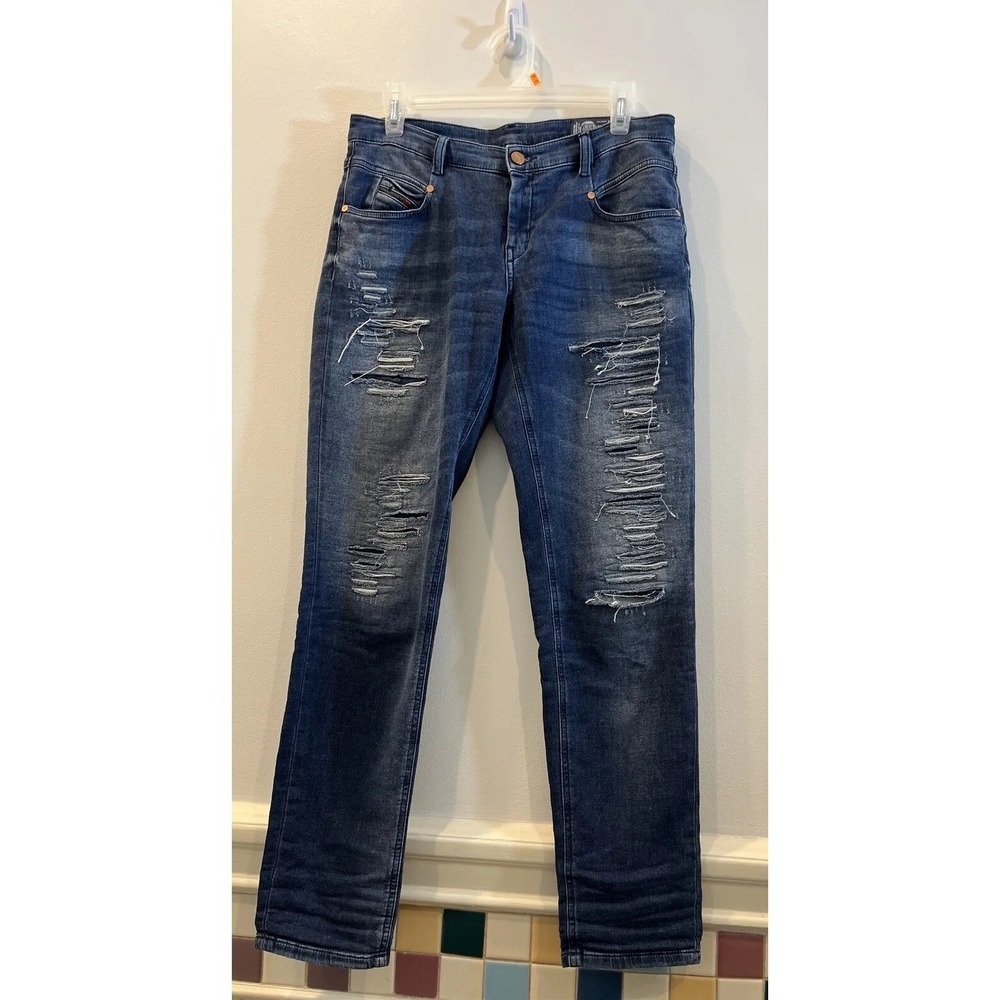 Diesel Women Belthy-Ne 084PE Blue Sweat Jogg Jeans Distressed  Sz‎ 27 (Act 29)